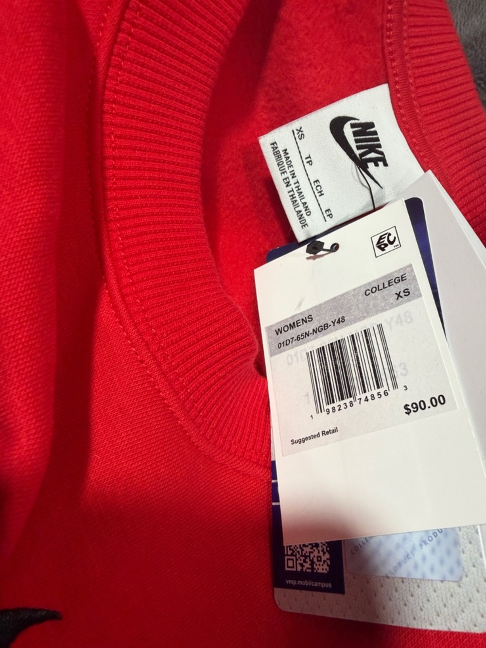 Nike Red Georgia Crewneck Sweatshirt with Black & White Logo - Picture 3 of 4